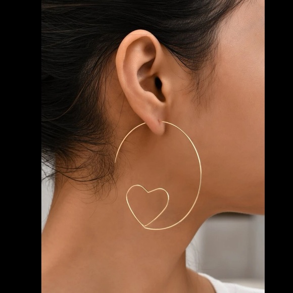 Heart Hoop Earrings - Picture 2 of 4